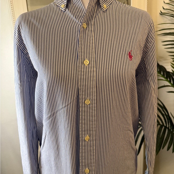 Ralph Lauren Other - Ralph Lauren Navy and Cream Striped Polo Shirt with Iconic Horse logo